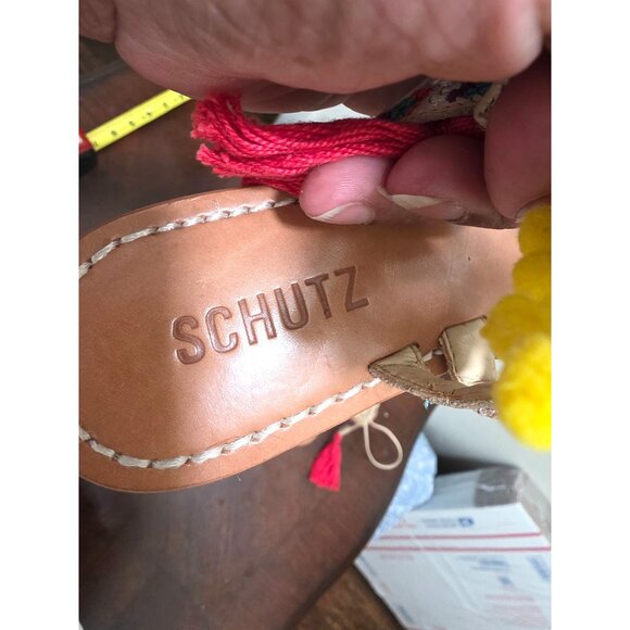 Schutz Women's Boho Gladiator Sandals With Woven Strap & Colorful Tassel Details - Picture 6 of 10